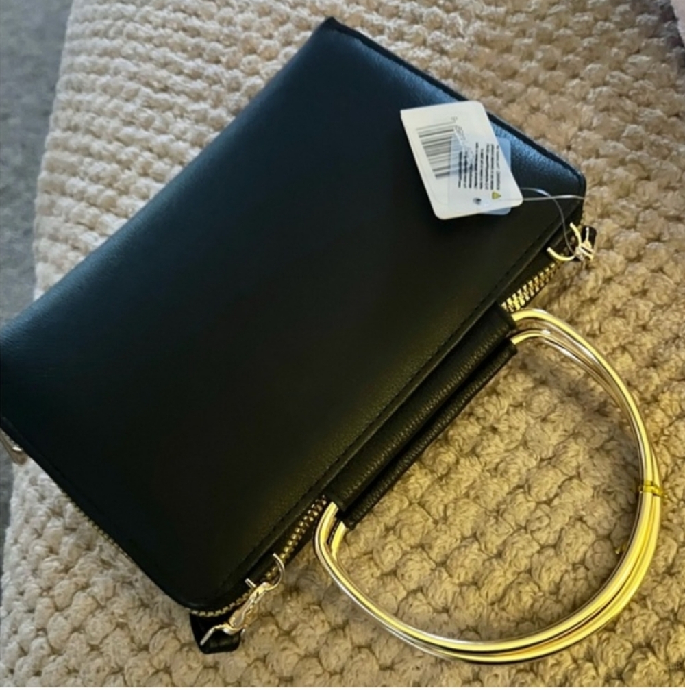 FINAL PRICE!! NEW!! Gold Lettering Black Wallet On Chain With Gold Handle - Picture 2 of 3